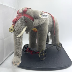 Vtg Steiff 1986 Golden Age of the Circus Elephant on Wheels (no blanket) 9" Tall - Picture 1 of 21