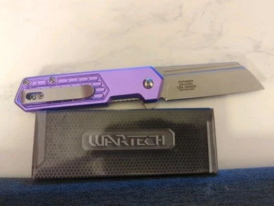 Purple Cleaver Wharncliffe Pocket Knife Blade EDC Tip Up Carry Spring Assisted - Image 1 of 2