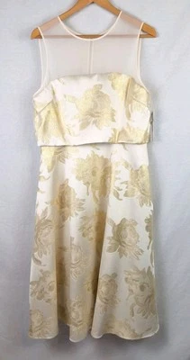 Antonio Melani Chelsea DressWomens Sleeveless Sz-12 ivory Gold Midnight In Paris - Image 1 of 4