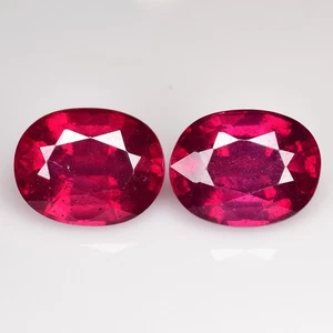 6.10 Cts Pinkish Red Ruby 2 Pcs Pair [Treated] Natural Loose Gemstone Africa - Picture 1 of 3