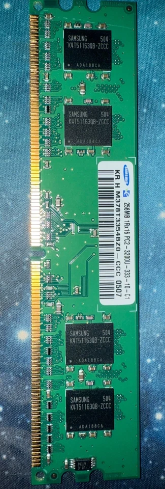 Samsung M378T3354BZ0-CCC 256MB DDR2-400 (PC2-3200) PC2-3200U RAM Memory - Image 1 of 1