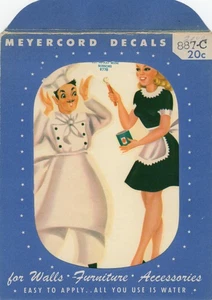 Calcomanía vintage Meyercord 877B chef y criada - Imagen 1 de 3