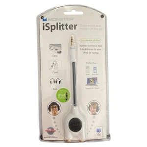 Monster Cable i Splitter Mini Y-Adapter For iPod & PowerBook - New/Sealed - Picture 1 of 4