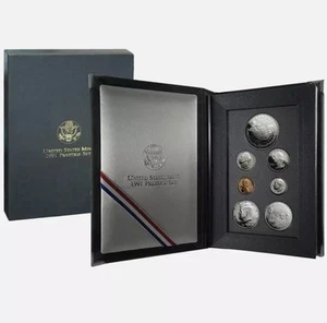 1991 US Mint Prestige Set Mount Rushmore Anniversary 90% Silver Dollar & COA - Picture 1 of 4