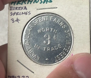 Ficha comercial Glade's 3 centavos - Eureka Springs Arkansas AR KH L2 - Imagen 1 de 2