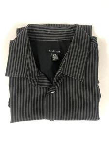 Van Heusen Men's L 16-16.5 Black Gray Pinstripe Dress Shirt Long Sleeve Casual - Picture 1 of 8