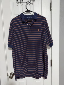 Polo de golf vintage años 90 talla XL a rayas Ralph Lauren azul naranja - Imagen 1 de 5