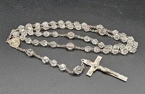 Vintage 1960 Sterling Silber Rosenkranz 12-25-60 graviert "An die Mutter" klar facettiert - Bild 1 von 16