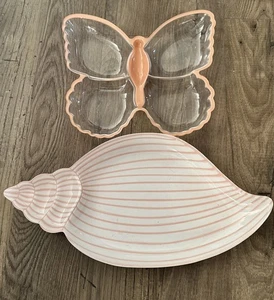 Butterfly & Shell Melamine Serving Dishes Outdoor Picnics - Picture 1 of 5