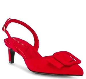 Anne Klein Iva Front Buckled Kitten Heel Pumps Red I-flex Size 6.5 New $85 - Picture 1 of 16