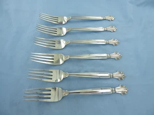A VINTAGE SET OF SIX STERLING SILVER GEORG JENSEN, ACANTHUS DINNER FORKS 1933-44 - Picture 1 of 9