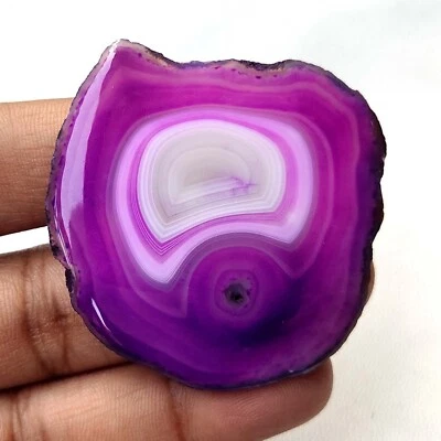 108 Cts Purple Slice Agate Druzy Geode Loose Cabochon Natural Gemstone #9523 - Image 1 of 4