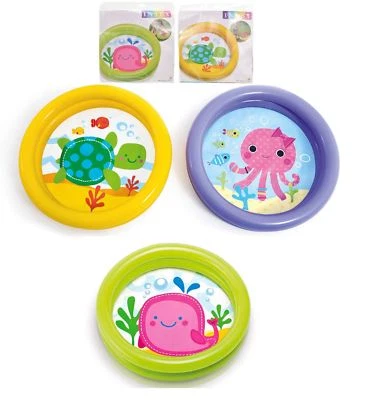 Intex Baby Paddling Pool 2 Ring Small 61cm Inflatable Home Garden Holiday Fun - Image 1 of 4