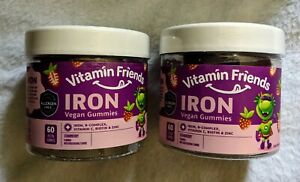 Vitamin Friends Iron Vegan Gummies 120 Gummies 2-Pack~New/Sealed~Exp 02/2023