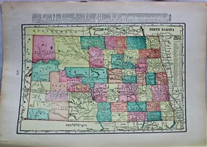MONARCH STANDARD ATLAS MAP PAGE PLATE OF NORTH DAKOTA & NEBRASKA 1906 VINTAGE - Picture 1 of 5