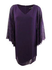 Betsy & Adam Women's Petite Embellished-Sleeve Shift Dress - Picture 1 of 2