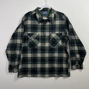 Vintage 70s Pendleton Virgin Wool Campbell Tartan Long Sleeve Flannel Shirt XL - Picture 1 of 6