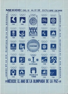F-EX15644 GIOCHI OLIMPICI MESSICO 1968 BLU CENERENTOLA FOGLIO CARTA BLU NO GOMMA. - Foto 1 di 1
