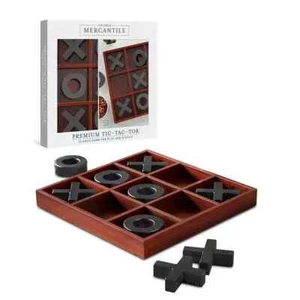 Premium Solid Wood 14” Tic-Tac-Toe Giant Game Board Black/Brown RETAIL $79.99! - Picture 1 of 4