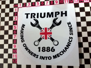 Funny Triumph Mechanics Sticker - Herald GT6 Velocità Spitfire TR4 TR5 TR6 TR3A - Picture 1 of 1