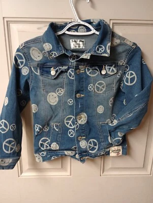 Chaqueta vaquera Stranger Things X Justice GIRLS S 7/8 descargada Peace Smiley Foto 1 de 4