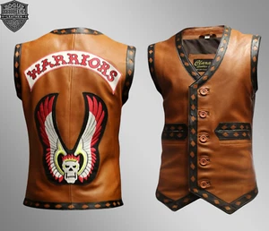 The Warriors Movie Leather Vest Mens Biker Jacket Genuine Leather Cosplay Outfit - Picture 1 of 6