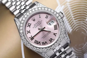 Rolex Datejust 26 mm 179174 Pink Roman Dial Stainless Steel Diamond Ladies Watch - Picture 1 of 7