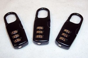 Luggage Lock, Black, ~ CASE LOT 50 UNITS ~ Combination, Carabiner Latch ~ #LL77 - Picture 1 of 4
