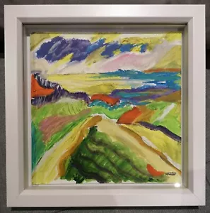WINTERBOURNE ABBAS HARDYS MONUMENT SEASCAPE CANVAS BOARD FRAMED NIGEL WATERS - Picture 1 of 5