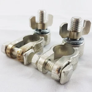 Paar Autobatterieklemmen Schwerlast Bolzen & Flügel Typ 10 mm Bolzen Po Neg - Bild 1 von 3