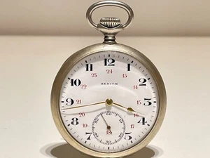 VINTAGE RARE PRE WW2 MILITARY PRIZE SWISS MEN'S POCKET OPEN FACE WATCH "ZENITH" - Picture 1 of 19