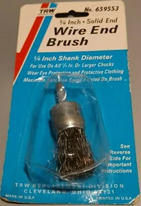 TRW Service Line 3/4" Solid End Wire Brush w/ 1/4" Shank - NOS Made in USA - Picture 1 of 4
