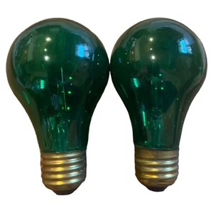 2  Vintage NOS GREEN Transparent 25w PARTY 120V LIGHT BULB *tested - Picture 1 of 3