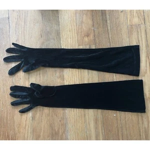 Vintage Gloves, Velour Long Gloves, Fancy Gloves, One Size, Elbow Length Black S - Picture 1 of 2