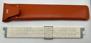 Righello scorrevole vintage 1972 Keuffel & Esser Jet-Log 68-1251 con custodia in pelle - Foto 1 di 6