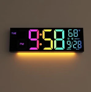Digital Wall Clock Large Display, 16.2" Digital Wall Clock with RGB Color Changi - Picture 1 of 6
