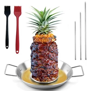 Al Pastor Skewer for Grill,Stainless Steel Vertical Skewer with Spikes &Brushes - Picture 1 of 8