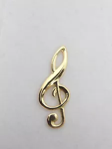 Chiave di Violino : Spilla da Giacca in Oro Giallo 18 Kt ( 750 ) - Musica - Sol - Foto 1 di 6