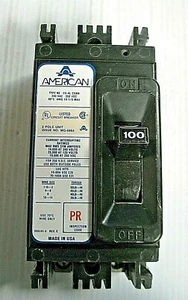 American NE224100 2 Pole 100 Amp 240 VAC 250 VDC Circuit Breaker NEW - Picture 1 of 8
