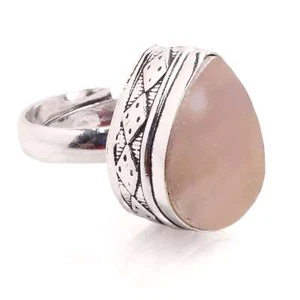 Silver Plated Adjustable Handmade Ring For Women Mother Of Pearl Gemstone R-636 - Picture 1 of 3