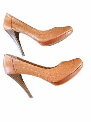 Andrew Geller Women’s Leather Knot Braided Brown High Heel 9 M NIB - Image 1 of 4