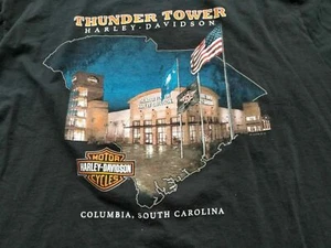 Harley Davidson Mens T-Shirt Thunder Tower Columbia SC Natural Distressed Cotton - Picture 1 of 6