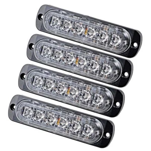 6LED Slim Amber Flash Light Bar Universal 12-24V Emergency Strobe Car Lamp - Picture 1 of 17
