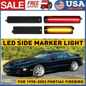 FOR 98-02 PONTIAC FIREBIRD SMOKED SIDE MARKER LAMP TURN SIGNAL LIGHT W/LED BULBS - Picture 1 of 22