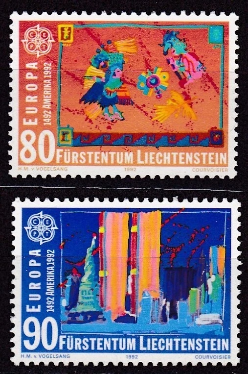 LIECHTENSTEIN #979-980 MNH 500th ANNIV. OF DISCOVERY OF AMERICA - Image 1 of 1