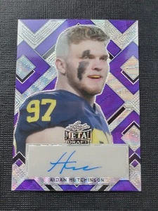 Aidan Hutchinson 2022 Leaf Metal Draft Silver & Purple Auto 2/20 Football Card - Picture 1 of 10
