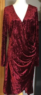 Vestido De Colección K Jen Terciopelo Para Mujer L Acanalado Cuello Profundo Borgoña Hecho en EE. UU. Clásico Foto 1 de 4