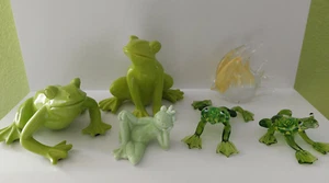 Frosch Frösche Fisch Paket Deko Figur 6Teile 5 stück grün + 1 Fisch in gelb - Bild 1 von 13