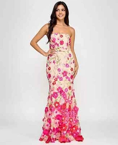 3D Girls Juniors Embroidered Prom Dress Formal Floral Gown - Picture 1 of 4
