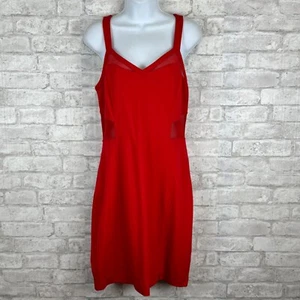 Express Dress 10 Red Mini Sheath Cut Out Mesh Panel Sleeveless V Neck Evening - Picture 1 of 16